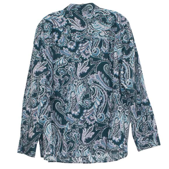 Talbots Top Boho Paisley Cottage Western Office Versatile Classic Button Up 22W - Picture 2 of 7